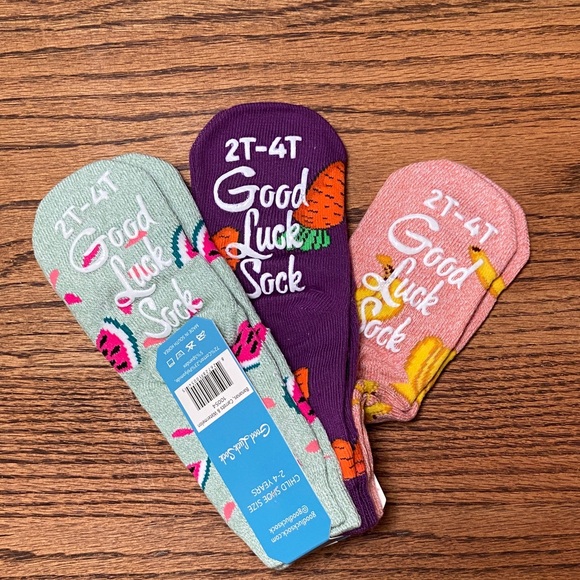 Amazon Kids Good Luck Socks - Purple, Pink, Green - Picture 7 of 8